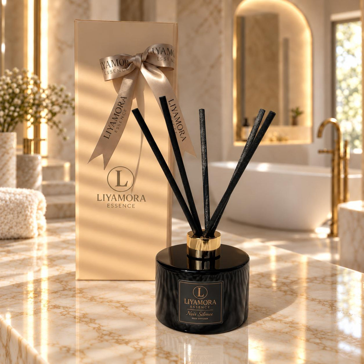 Reed diffuser 200 ml in the Noir Silence scent by Liyamora Essence