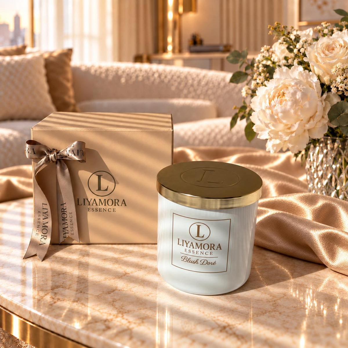 Scented candle 360 g in the Blush Doré scent by Liyamora Essence